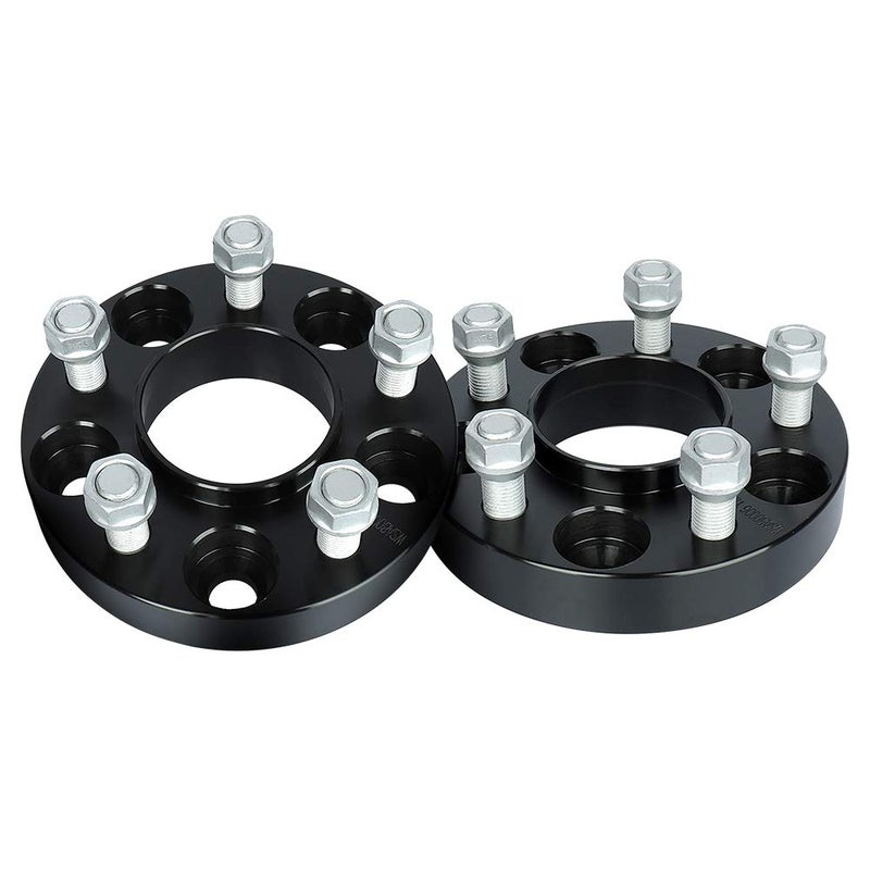IRONTEK 1in 5x114.3mm Wheel Spacers Adapter (25mm, 70.5mm Hub Bore, 14x1.5 Studs) 5x4.5 Hubcentric Spacers Compatible for 2015-2021 Ford Mustang Black 2PCS - Image 1